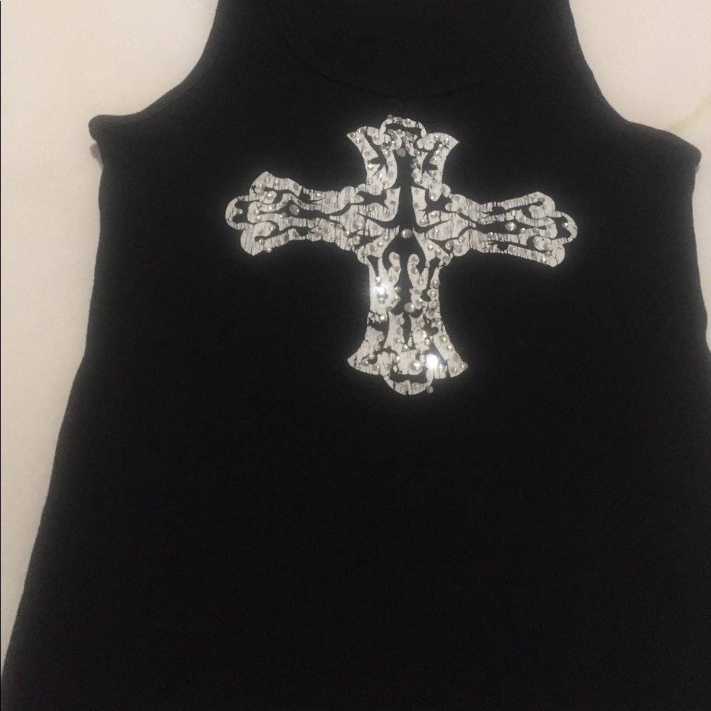 Embellished cross tank top